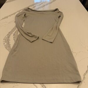 Elegant Long Sleeve Dress in Sage Green/Grey/Greige  color.